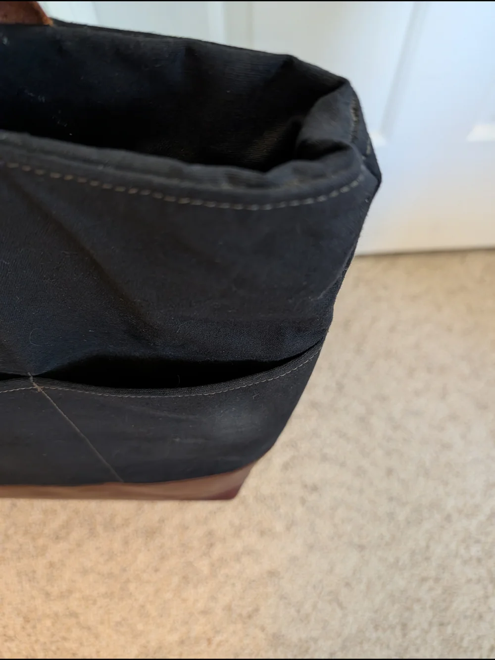 R. Riveter Black Canvas & Brown Leather Tote Bag
